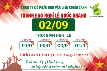 Thông báo nghỉ lễ 30-4 và 1-5 của Công ty cổ phần kho vận Liên Chiểu Xanh